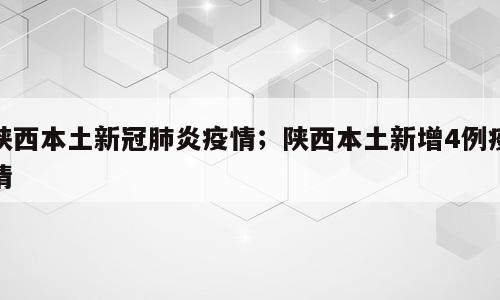 陕西本土新冠肺炎疫情；陕西本土新增4例疫情