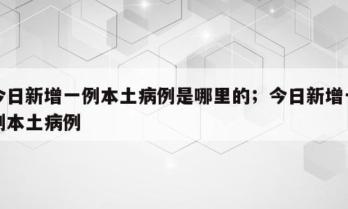 今日新增一例本土病例是哪里的；今日新增一例本土病例
