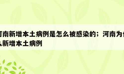 河南新增本土病例是怎么被感染的；河南为什么新增本土病例