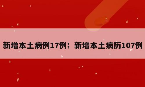 新增本土病例17例；新增本土病历107例
