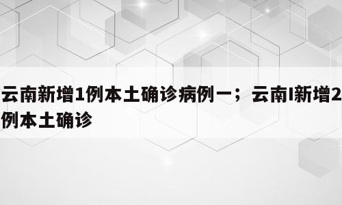 云南新增1例本土确诊病例一；云南I新增2例本土确诊