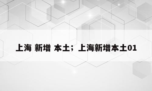 上海 新增 本土；上海新增本土01