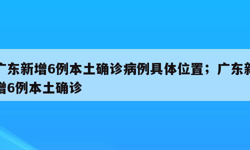 广东新增6例本土确诊病例具体位置；广东新增6例本土确诊