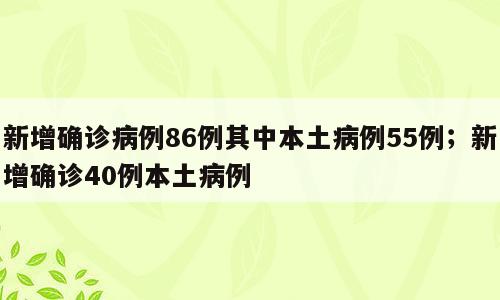新增确诊病例86例其中本土病例55例；新增确诊40例本土病例