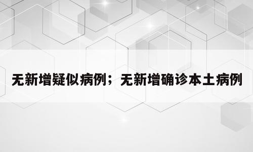 无新增疑似病例；无新增确诊本土病例