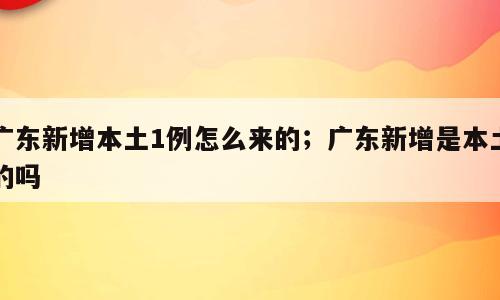 广东新增本土1例怎么来的；广东新增是本土的吗