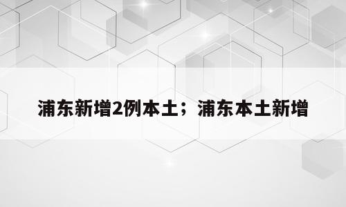 浦东新增2例本土；浦东本土新增