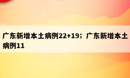 广东新增本土病例22+19；广东新增本土病例11
