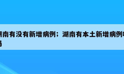 湖南有没有新增病例；湖南有本土新增病例吗吗