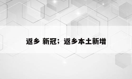 返乡 新冠；返乡本土新增
