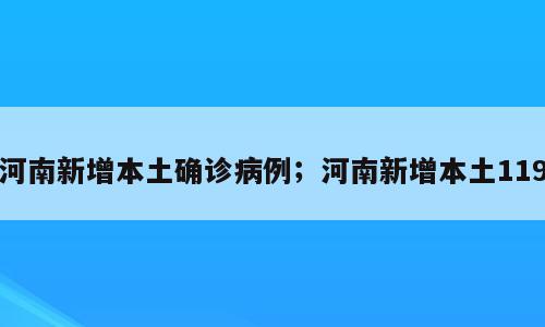 河南新增本土确诊病例；河南新增本土119