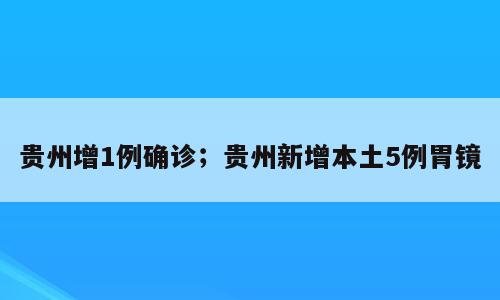 贵州增1例确诊；贵州新增本土5例胃镜