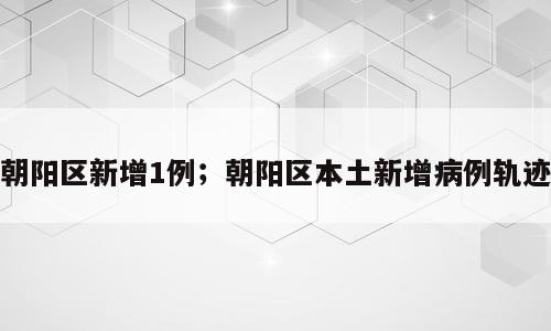 朝阳区新增1例；朝阳区本土新增病例轨迹