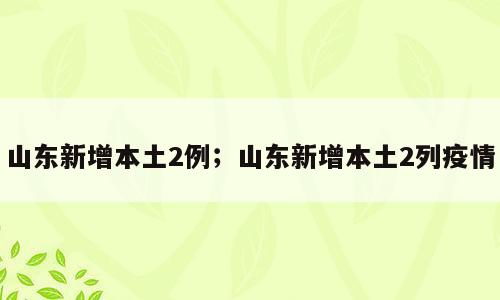 山东新增本土2例；山东新增本土2列疫情