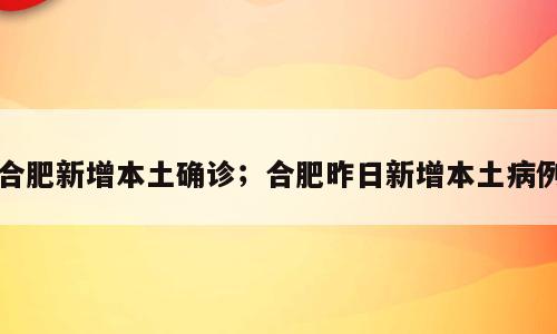合肥新增本土确诊；合肥昨日新增本土病例