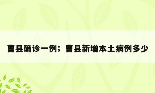 曹县确诊一例；曹县新增本土病例多少