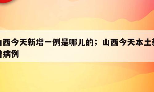 山西今天新增一例是哪儿的；山西今天本土新增病例