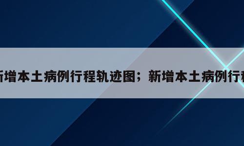 新增本土病例行程轨迹图；新增本土病例行程