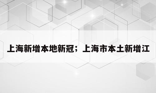 上海新增本地新冠；上海市本土新增江