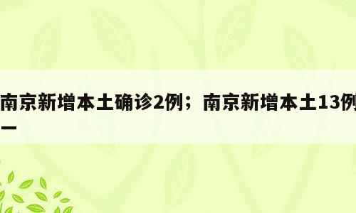 南京新增本土确诊2例；南京新增本土13例一