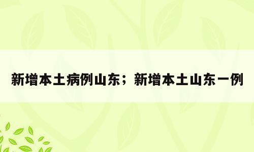 新增本土病例山东；新增本土山东一例