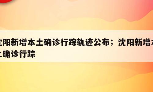 沈阳新增本土确诊行踪轨迹公布；沈阳新增本土确诊行踪