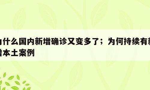 为什么国内新增确诊又变多了；为何持续有新增本土案例
