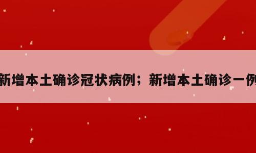 新增本土确诊冠状病例；新增本土确诊一例