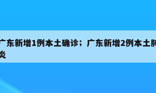 广东新增1例本土确诊；广东新增2例本土肺炎