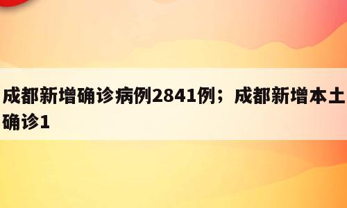 成都新增确诊病例2841例；成都新增本土确诊1