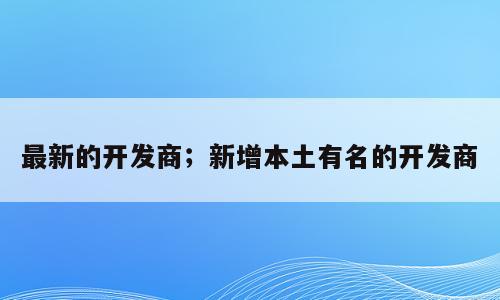 最新的开发商；新增本土有名的开发商