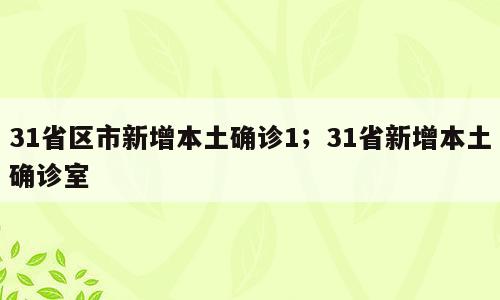 31省区市新增本土确诊1；31省新增本土确诊室