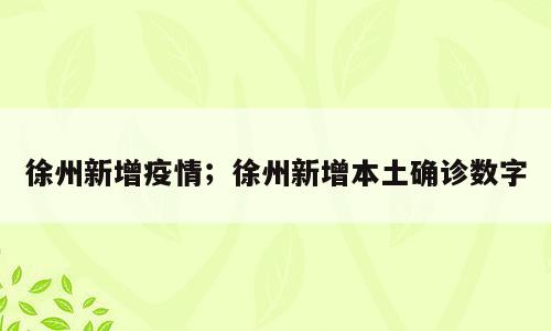 徐州新增疫情；徐州新增本土确诊数字