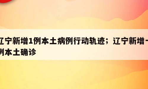 辽宁新增1例本土病例行动轨迹；辽宁新增一例本土确诊