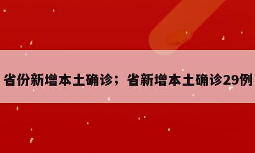 省份新增本土确诊；省新增本土确诊29例