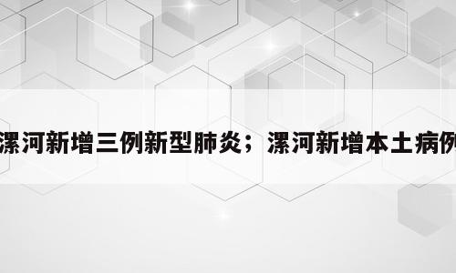 漯河新增三例新型肺炎；漯河新增本土病例