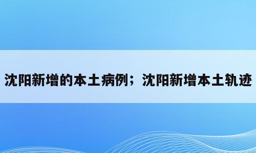 沈阳新增的本土病例；沈阳新增本土轨迹