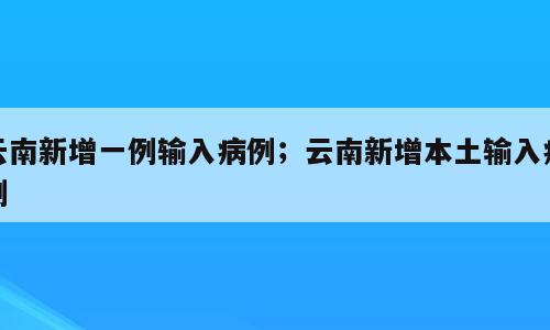云南新增一例输入病例；云南新增本土输入病例