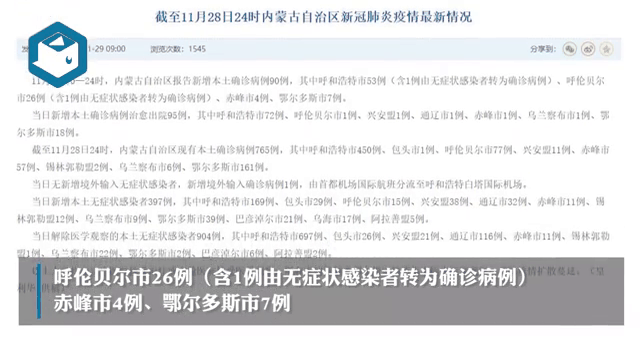内蒙古新增本土21(内蒙古新增本土确诊病例112例无症状感染者1287例)